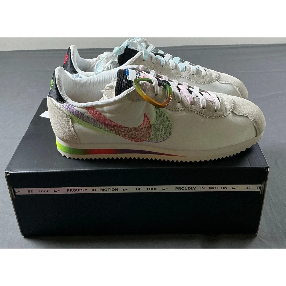 Nike Cortez Be True Summit White Multi-Color Sneakers DR5491-100 Mens 9.5 New